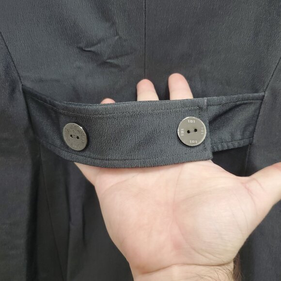 Bebe Women's Vintage 1990s Metallic Gunmetal Button Up Trench‎ Coat Jacket Sz 2 - Picture 8 of 10